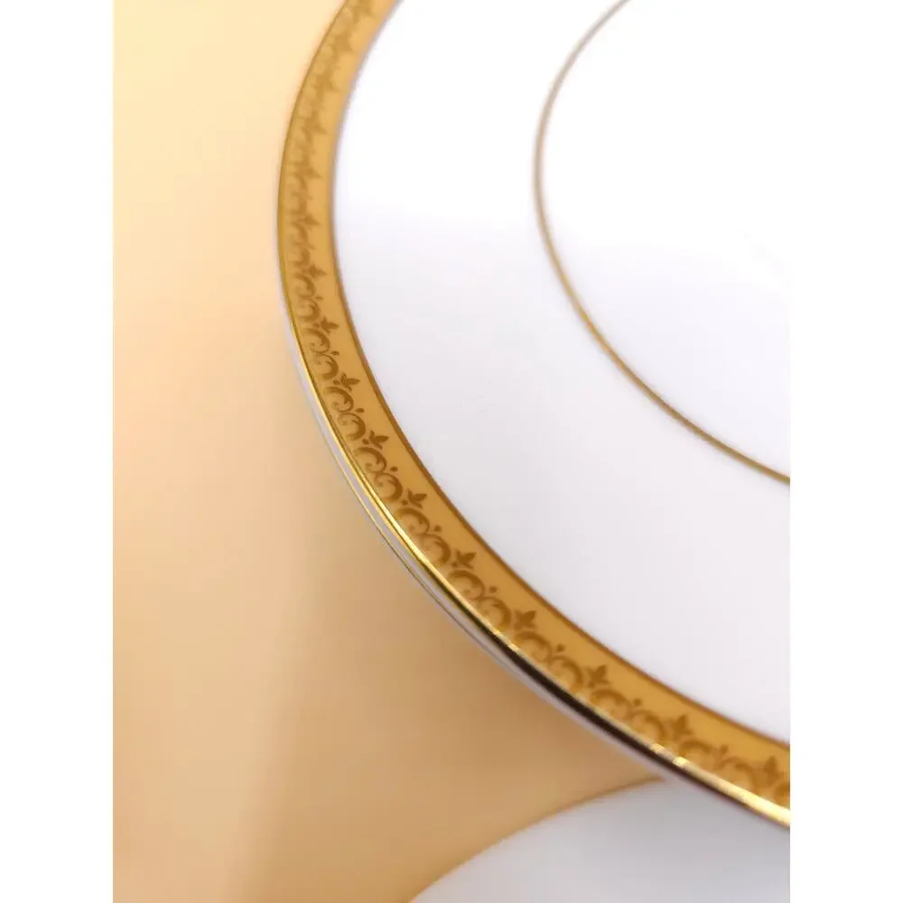 Charter Club Gold Cups And Saucers Set of 4 Grand Buffet Flat White Porcelain